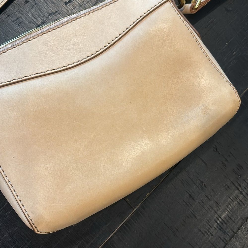 J. Crew Cream Tan Leather Crossbody Classy Gold Hardware Crossbody Bag Purse‌‌‌‍ - Picture 15 of 16